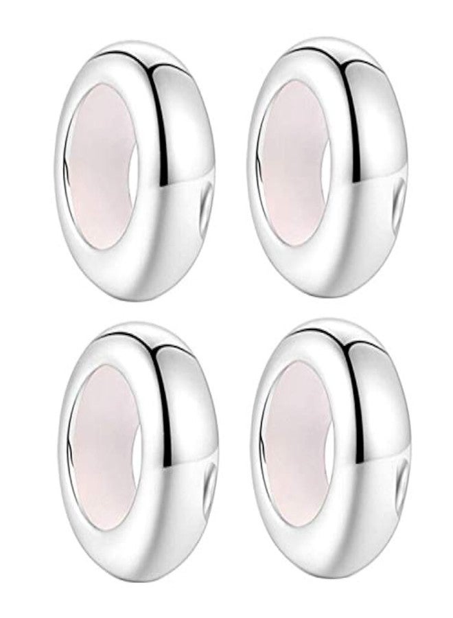 LAMOONY Clip Stopper Charms Sterling Silver Rondelle Spacer Bead Charm Stopper Charm for Pandora Charm Bracelets (Silver (4 pcs)) - Image 1